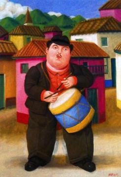 Man Playing Drum Artwork by Fernando Botero