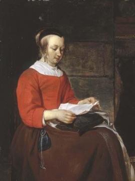 A Young Woman Reading A Letter Artwork by Gabriel Metsu