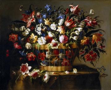 Basket Of Flowers Artwork by Juan de Arellano