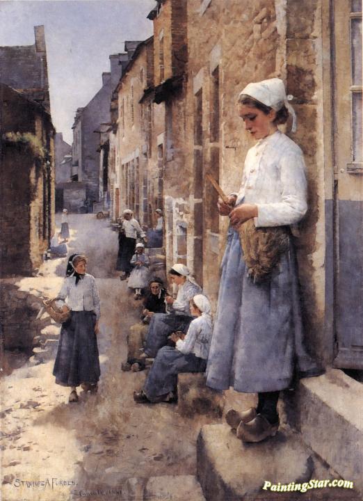 A Street in Brittany Artwork by Stanhope Alexander Forbes