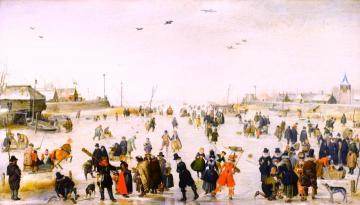 Winter Scene on a Frozen Canal Artwork by Hendrick Avercamp