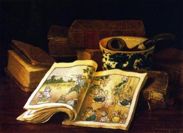 Still LIfe with Japanese Children's Book Artwork by Claude Raguet Hirst