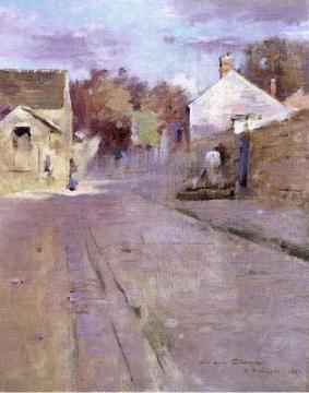 Street in Barbizon at Sunset Artwork by Theodore Robinson
