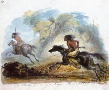 A Snake Pursuing a Crow Horse Stealer Artwork by Alfred Jacob Miller