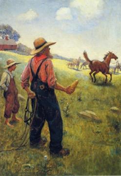 Farmer Catching Horses Artwork by John Steuart Curry