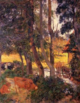Cattle Drinking Artwork by Paul Gauguin
