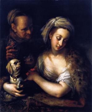 A Courtesan with Her Procuress Artwork by Hans von Aachen