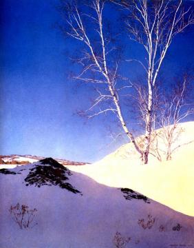 White Birches In The Snow Artwork by Maxfield Parrish