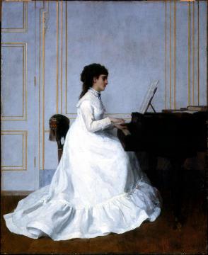 Eva Gonzales at the Piano Artwork by Alfred Stevens