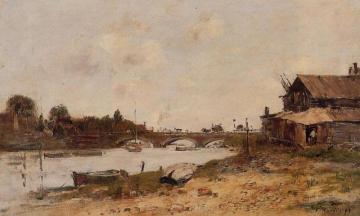 Bridge over the Touques at Deauville Artwork by Eugène-Louis Boudin