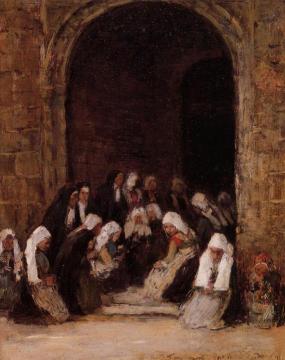 Leaving Mass in Brittany Artwork by Eugène-Louis Boudin