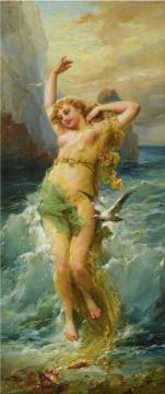 A Water Nymph Artwork by Hans Zatzka