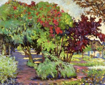 A Flowering Garden with Trees in the Summer Artwork by Alexandre Altmann