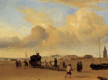 The Beach at Scheveningen (after Adriaen van de Valde) Artwork by Eugène-Louis Boudin