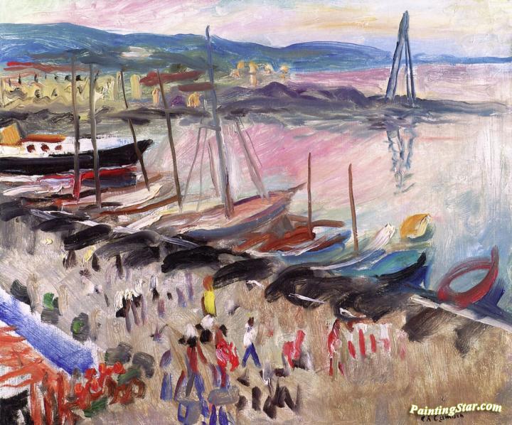 The Crowd on the Quay in the Port of Saint Tropez Artwork by Charles Camoin