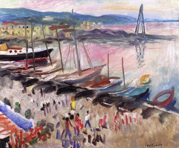 The Crowd on the Quay in the Port of Saint Tropez Artwork by Charles Camoin