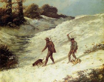 Poachers in the Snow Artwork by Gustave Courbet