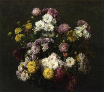Flowers, Chrysanthemums Artwork by Henri Fantin-Latour