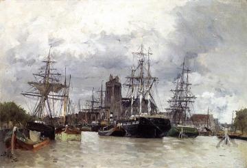 Dordrecht Harbor With Shipping And Cathedral Artwork by Frank Myers Boggs