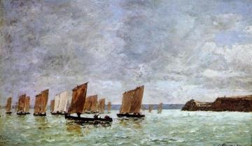 Camaret, Fishing Boats off the Shore Artwork by Eugène-Louis Boudin