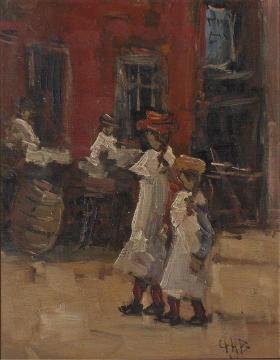 Girls strolling on the street Artwork by George Heidrik Breitner