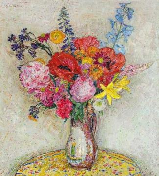 A Vase of Flowers Artwork by Leon De Smet