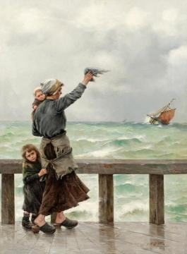 Fisherman's Homecoming Artwork by August Wilhelm Nikolaus Hagborg