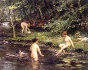 Bathing In The Little Lake In The Wood Artwork by Jan Zoetelief Tromp