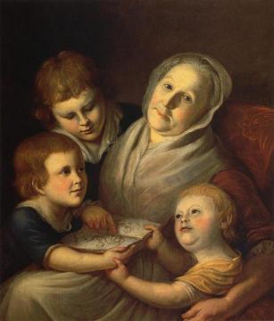 The Artist's Mother, Mrs. Charles Peale, And Her Grandchildren Artwork by Charles Willson Peale