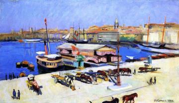 The Old Port At Marseille With Carts Artwork by Charles Camoin