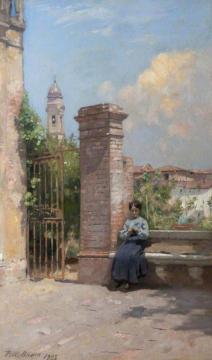 Lady In An Italian Garden Artwork by Patrick William Adam