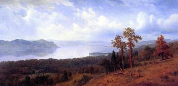 View Of The Hudson Looking Across The Tappan Zee Towards Hook Mountain Artwork by Albert Bierstadt