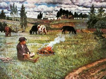 A Young Shepherd Artwork by Nikolai Petrovich Bogdanov-belsky
