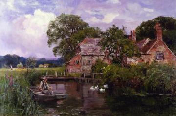 Fishing On A Quiet Backwater Artwork by Henry John Yeend King