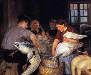 Plucking The Christmas Goose Artwork by Anna Ancher