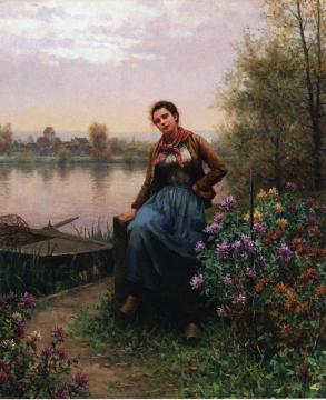 On the River's Edge Artwork by Daniel Ridgway Knight