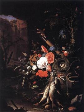 Still-Life with Fishes and Bird Nest Artwork by Abraham Mignon