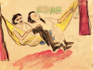 Two Girls In A Hammock I Artwork by Hermann Max Pechstein
