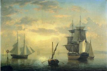 Ships in Harbor Artwork by Fitz Hugh Lane