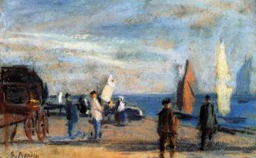 Strollers and Fishermen by the Outer Harbor Artwork by Eugène-Louis Boudin