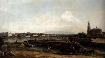 Dresden from the Left Bank of the Elbe, below the Fortifications Artwork by Bernardo Bellotto