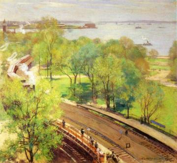 Battery Park - Spring Artwork by Willard Leroy Metcalf