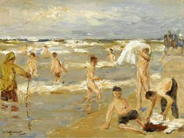 Boys Bathing Artwork by Max Liebermann