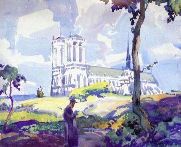 Notre Dame from St. Julien le Pauvre Artwork by Frank Nelson Wilcox