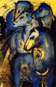 The Tower of Blue Horses Artwork by Franz Marc
