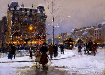 Place Pigalle in Winter Artwork by Edouard Léon Cortes