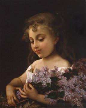 Girl with Lilacs Artwork by Emile Munier