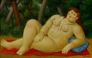 Reclining Woman Artwork by Fernando Botero