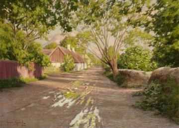 Village Street in Skåne Artwork by Johan Krouthén