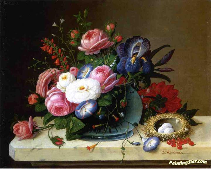 Still Life with Flowers Artwork by Severin Roesen